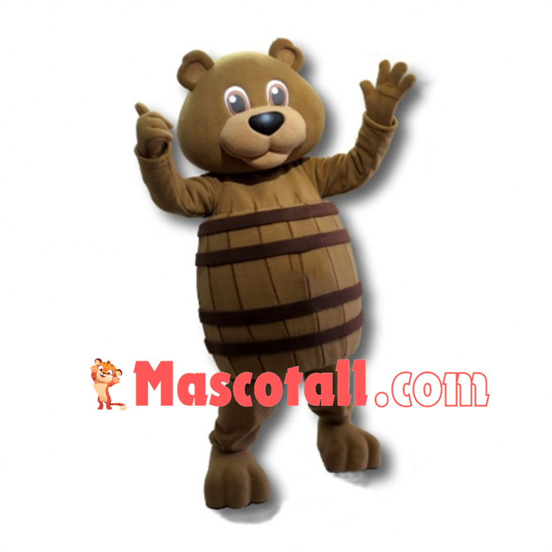 Adorable Barrel Bear Mascot Costume 
