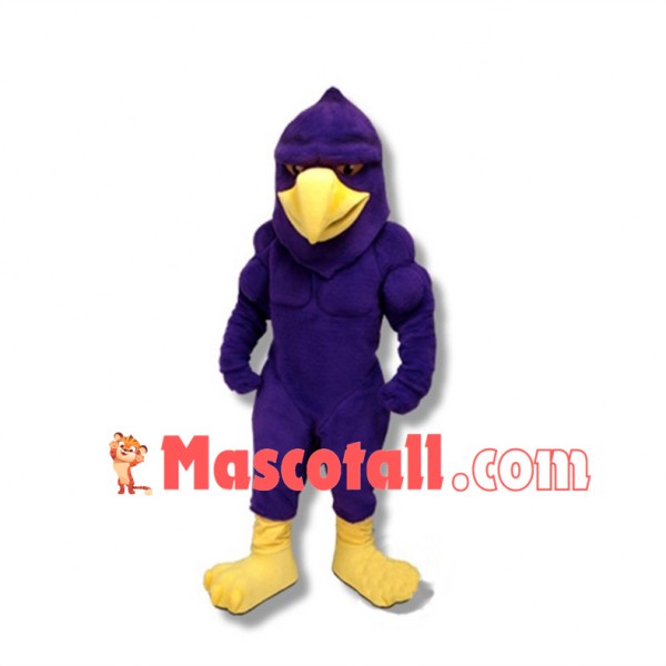 College Power Purple Hunter Hawk Mascot Costume 