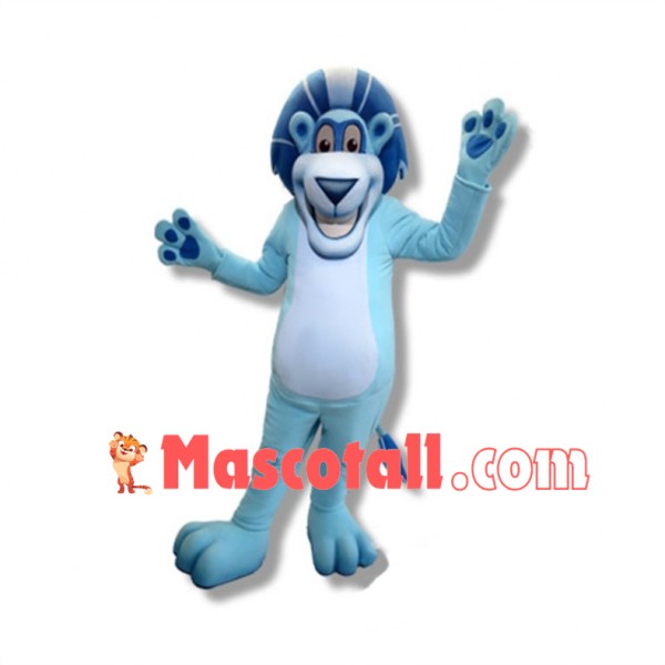 Optimistic Blue Lion Mascot Costume 