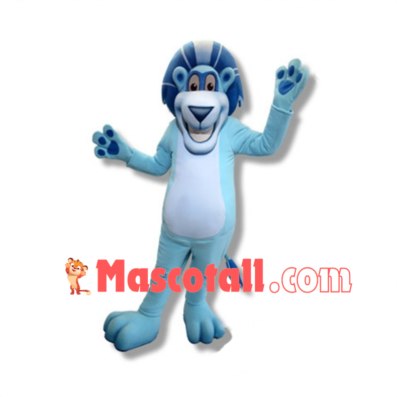 Optimistic Blue Lion Mascot Costume 