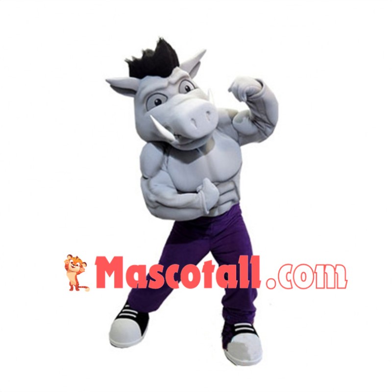 Power Gray Razorback Pig High School Mascot Costume 