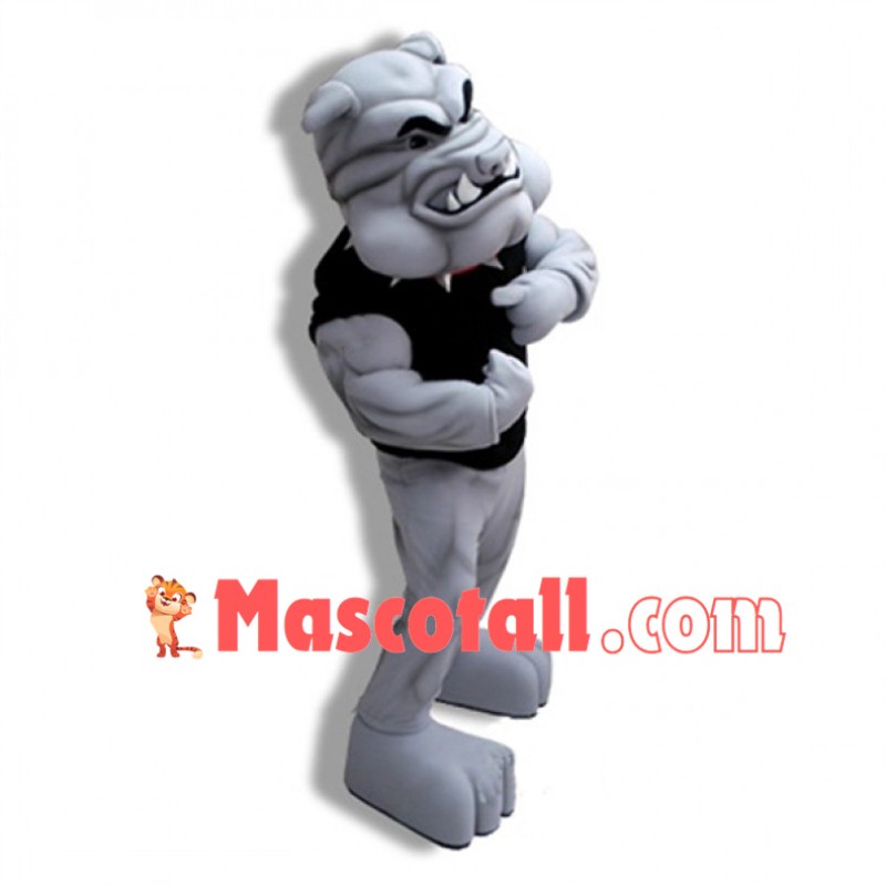 Power Fierce Grey Bulldog Mascot Adult Costume 