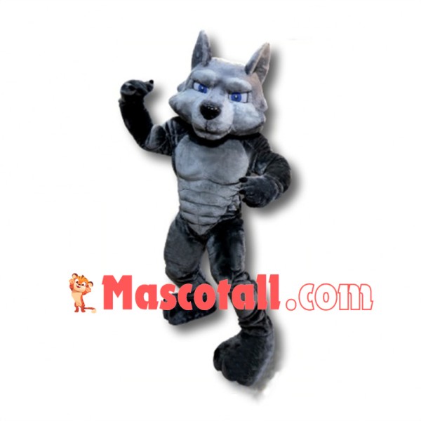 Power Gray Wolf Mascot Adult Costume 
