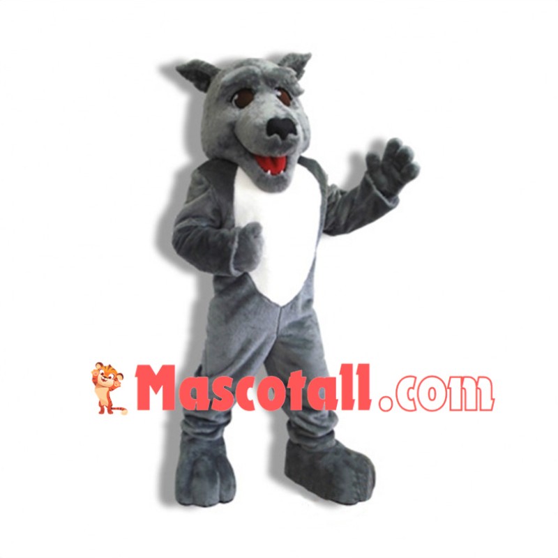 Happy Grey Adult Wolfhound School Mascot Costume 