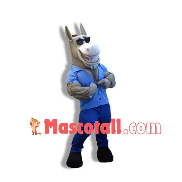 Cool Power Dick the Grey Donkey Mascot Adult Costume 