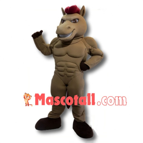 Power Light Brown Mustang High School Mascot Costume 