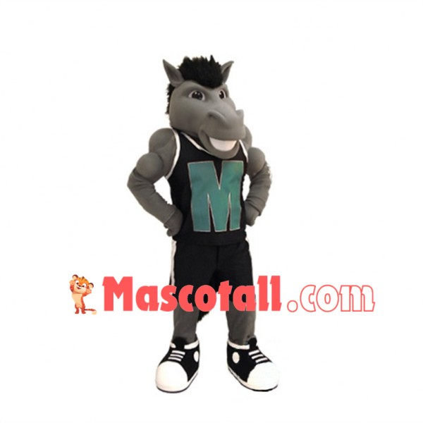High School Sports Grey Mustang Mascot Costume 