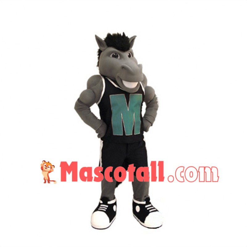 High School Sports Grey Mustang Mascot Costume 