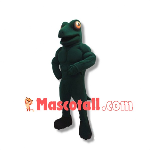 Power Green Lizard Mascot Adult Costume 