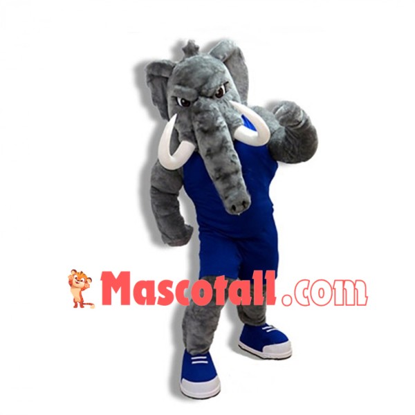University Power Fierce Gray Mastodon Mascot Costume 