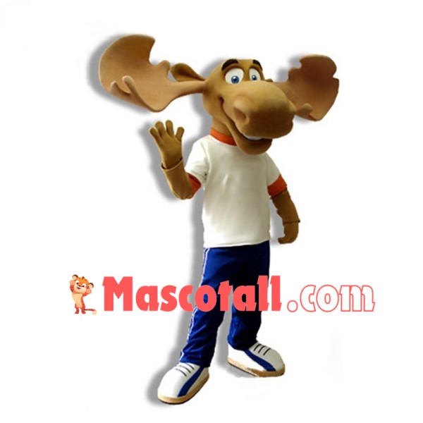 Polite Light Brown Moose Mascot Adult Costume 