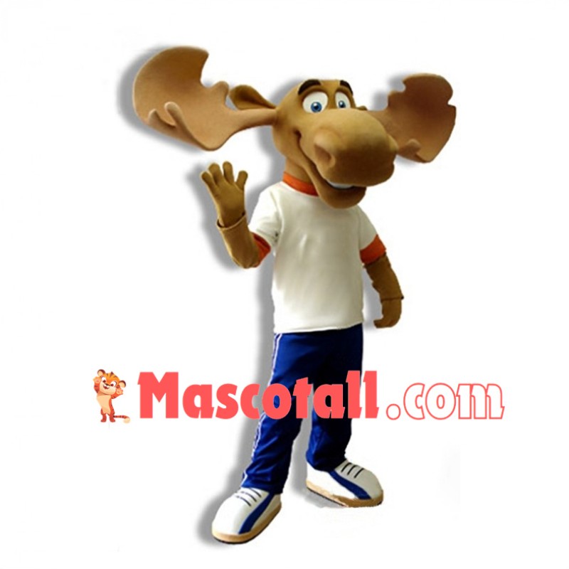 Polite Light Brown Moose Mascot Adult Costume 