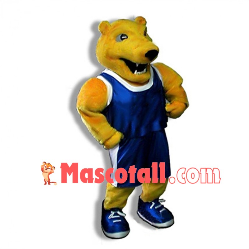 College Power Yellow Bear Mascot Costume 