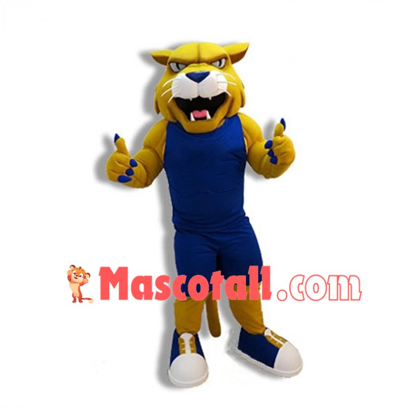 University Power Yellow Wildcat Mascot Costume 