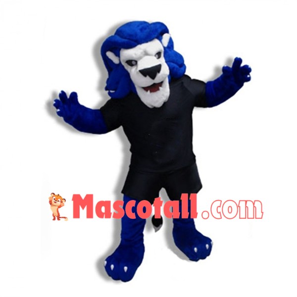 Blue Lion With White Face High School Mascot Costume 