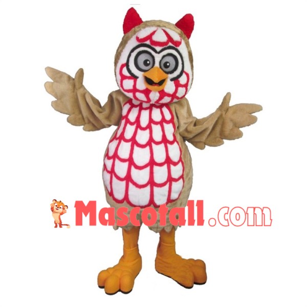 Light Brown & Red Owl Mascot Costume 