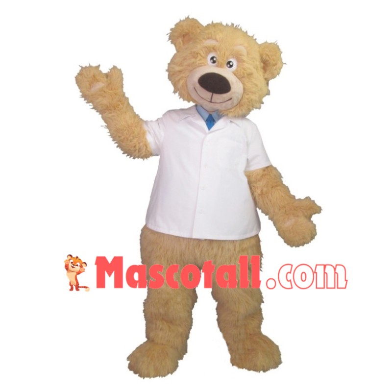Cuddly Doctor beige Teddy Bear Mascot Costume 