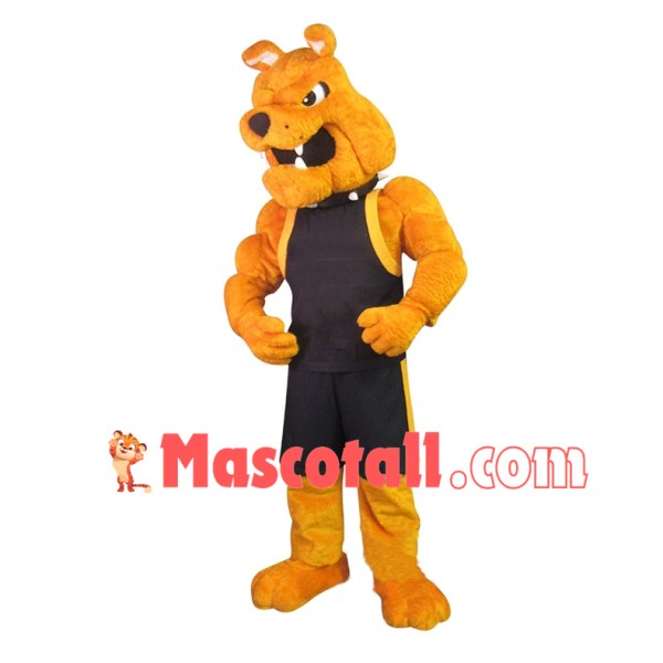 University Power Fierce Yellow Bulldog Mascot Costume 