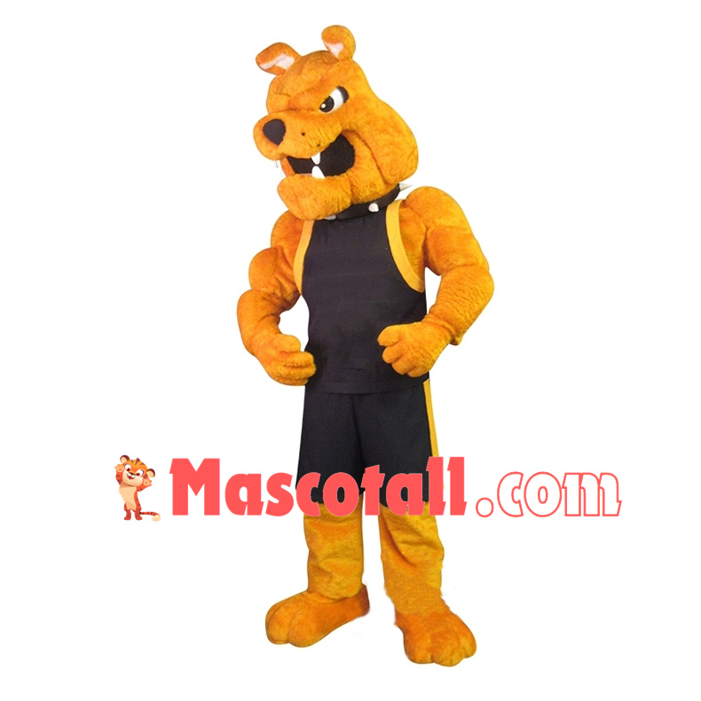 University Power Fierce Yellow Bulldog Mascot Costume 