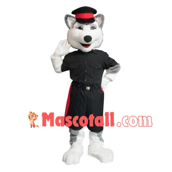 Lovely Police Grey Husky Mascot Costume 