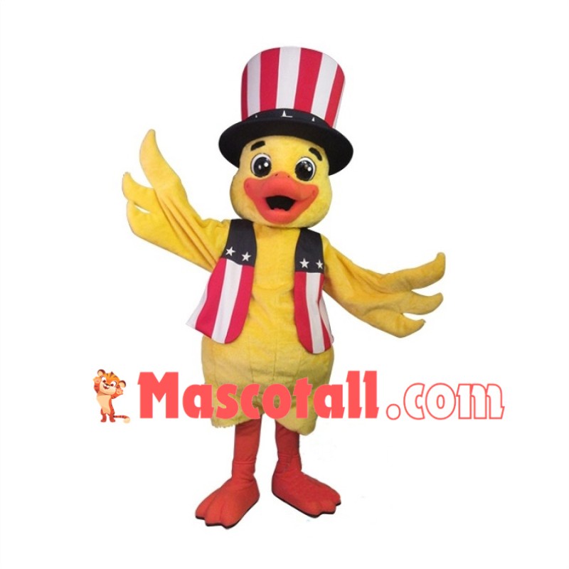 Cute American Uncle Sam Yellow Duck Mascot Costume 