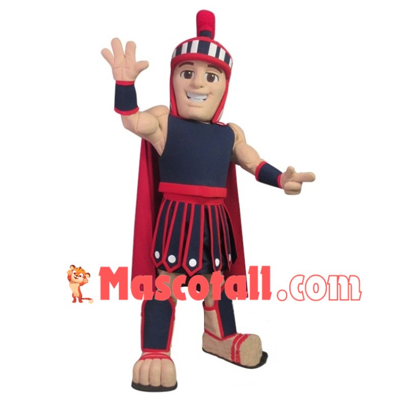 Blue & Red Spartan Warrior Mascot Costume 
