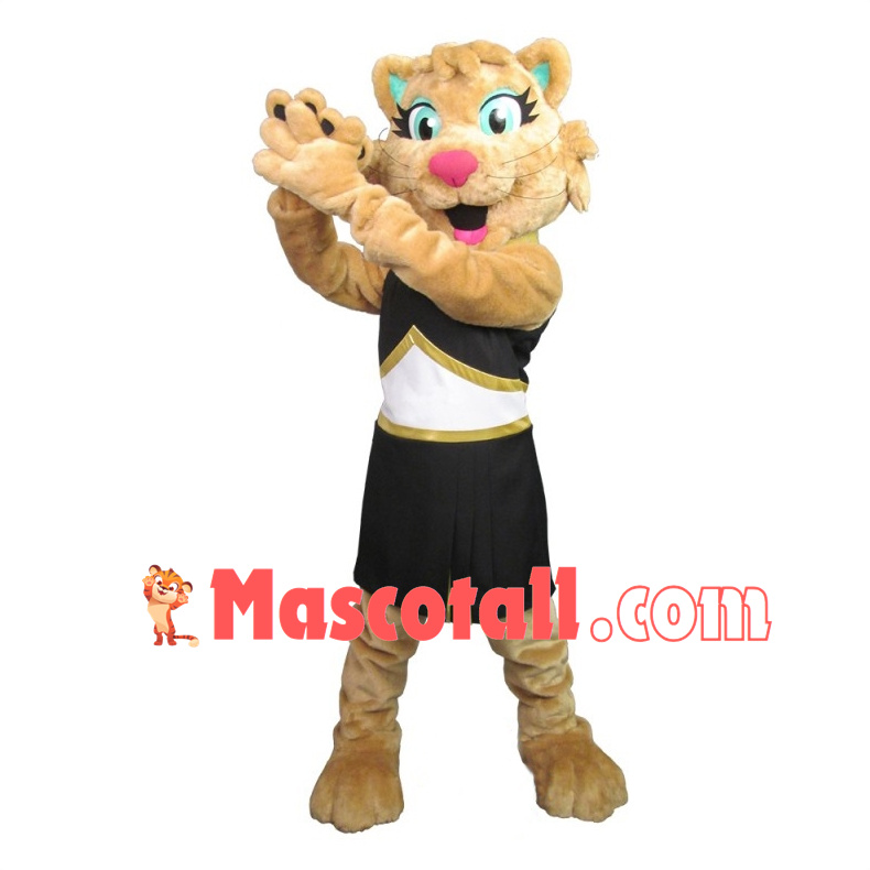 Lovely Cheerleader Light Brown Kitty Mascot Costume	
