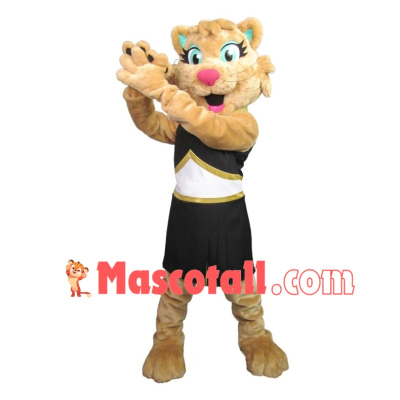 Lovely Cheerleader Light Brown Kitty Mascot Costume	