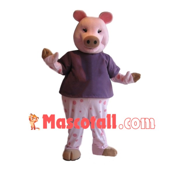 Pink Spotted Pig Mascot Costume	