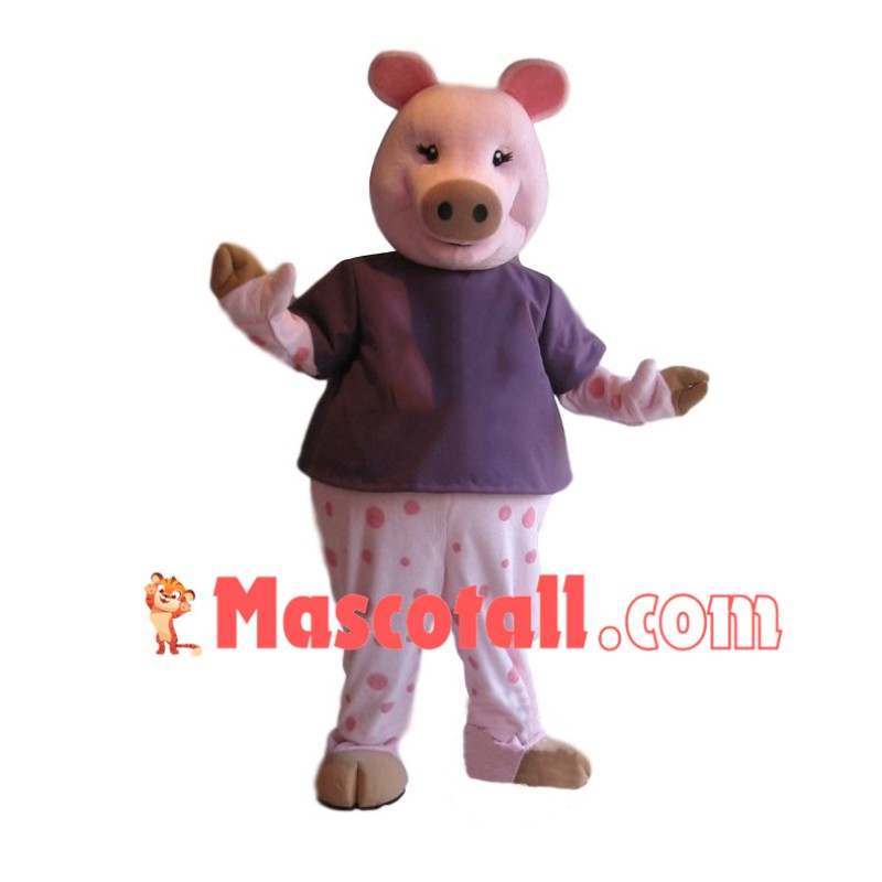 Pink Spotted Pig Mascot Costume	