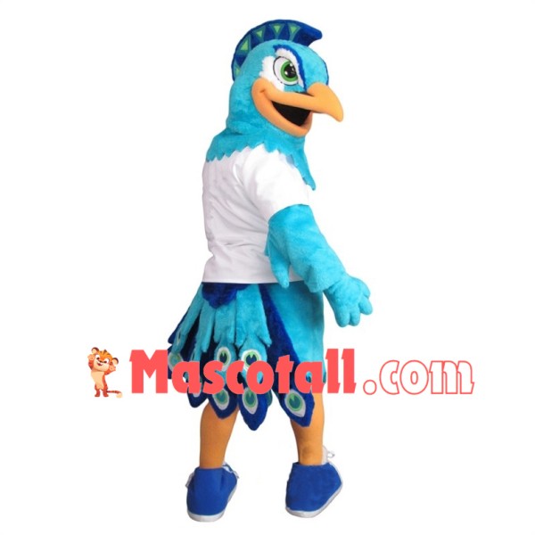 University Blue Peacock Mascot Costume	