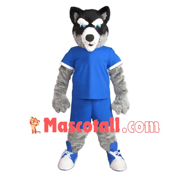 College Grey Husky Dog Mascot Costume 