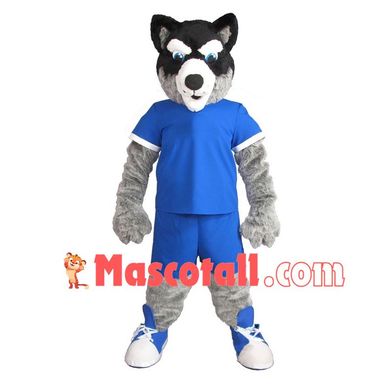 College Grey Husky Dog Mascot Costume 