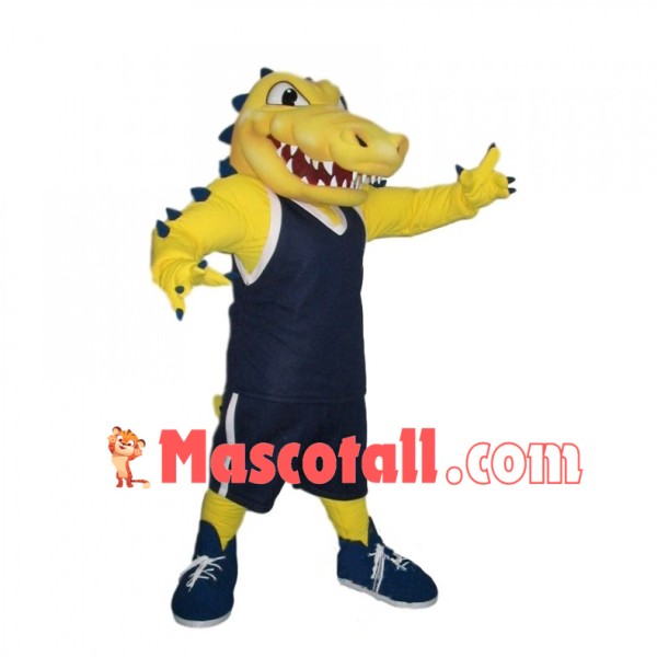Sport Yellow Alligator School Mascot Costume 