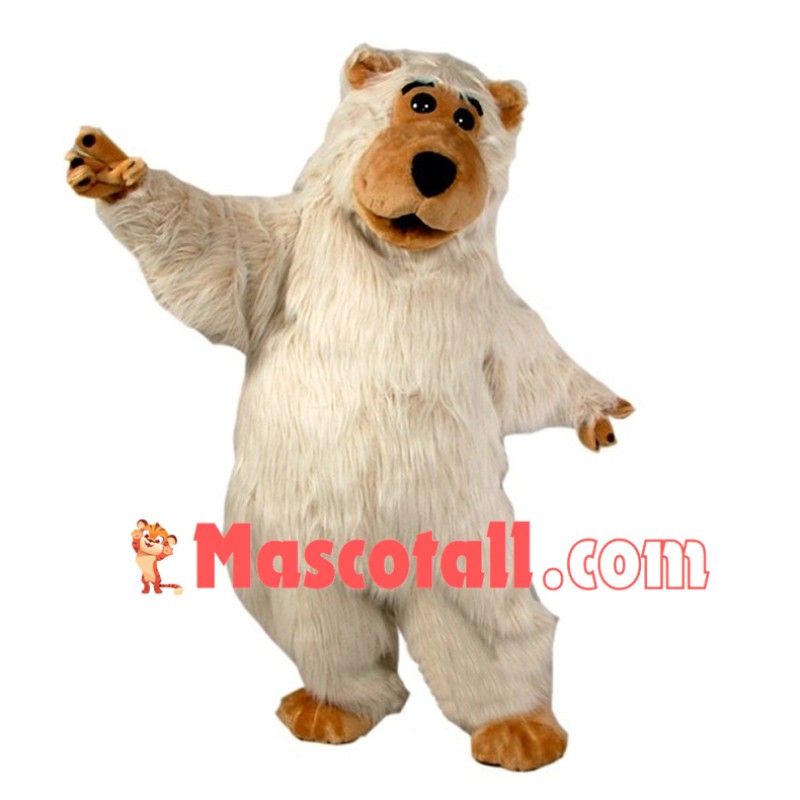 White Ape Long Fur Mascot Costume 