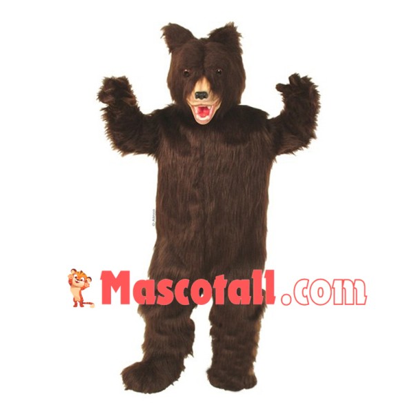 Fierce Grizzly Bear Long Fur Mascot Costume