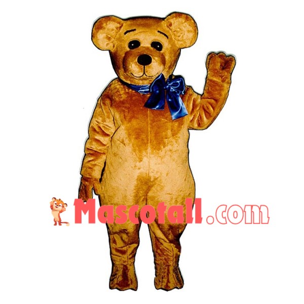 Teddy Bear With Blue Bow Mascot Costume