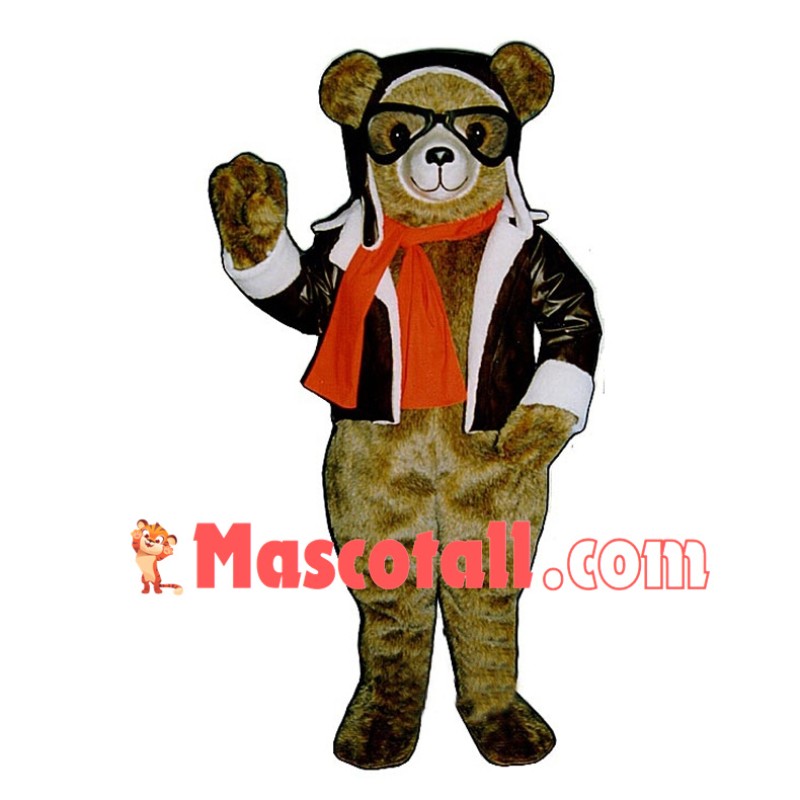 Aviator Brown Bear Mascot Costume