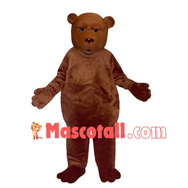 Frowning Brown Bear Mascot Costume
