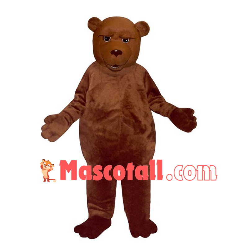 Frowning Brown Bear Mascot Costume