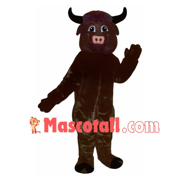 Happy Brown Bull Mascot Costume 