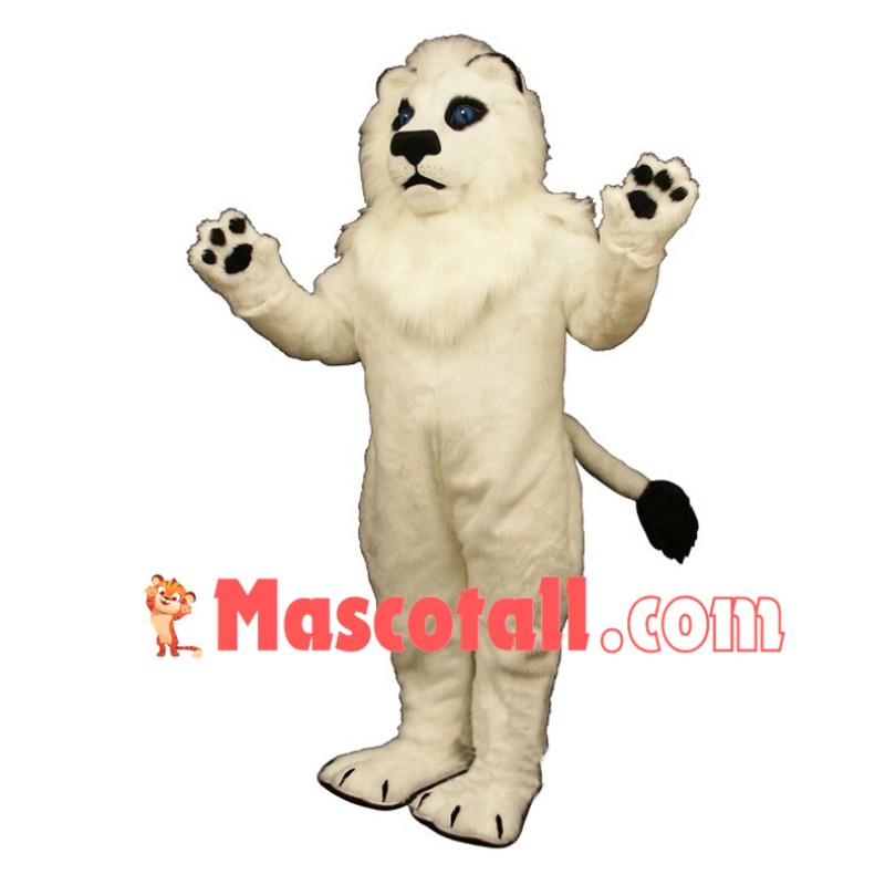 Adult Plush White Lion Mascot Costume 