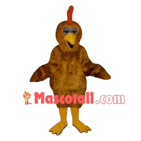 Sleepy Brown Chicken Mascot Costume 