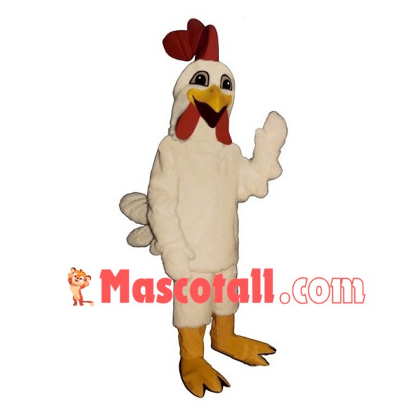 Optimistic White Rooster Mascot Costume 