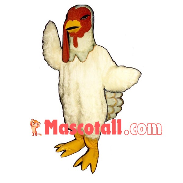 White Turkey Long Fur Mascot Costume