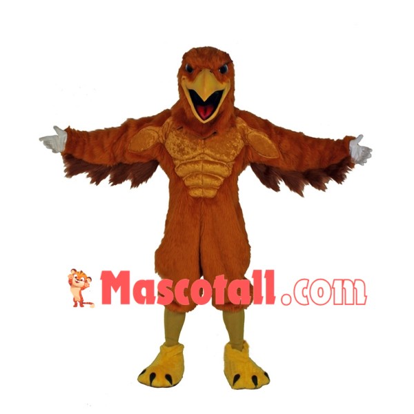 Muscle Brown Hawk Mascot Costume	