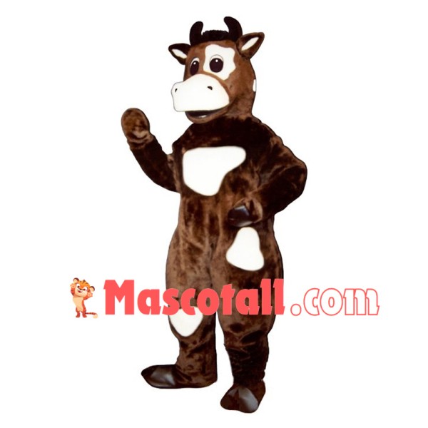 White-brown Cow Mascot Costume	