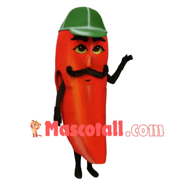 Deluxe Cartoon Hot Pepper In Green Hat Mascot Costume 