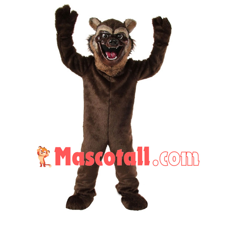 Howling Brown Wolverine Mascot Costume
