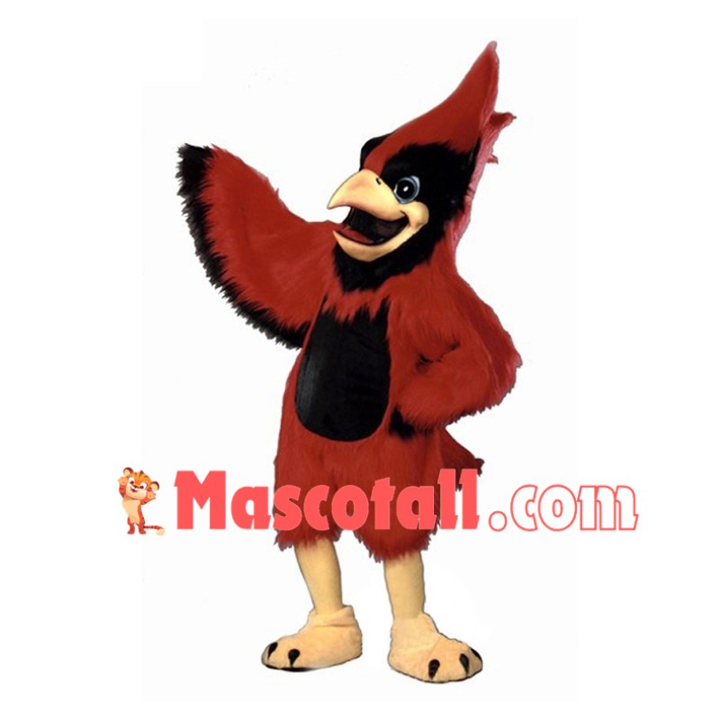 Screaming Cardinal Bird Long Fur Mascot Costume 